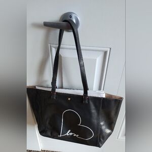 Black Tote Bag with Heart Design